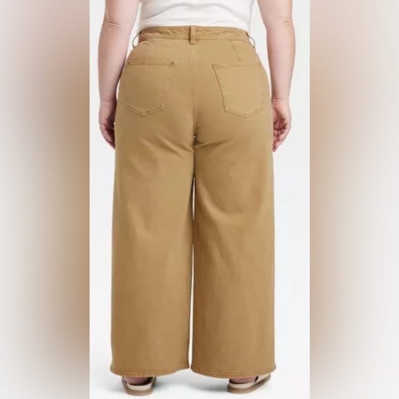 Wide leg corduroy pants. High rise ankle length. 98% cotton. Khaki/ tan 16 NWOT - Picture 3 of 16